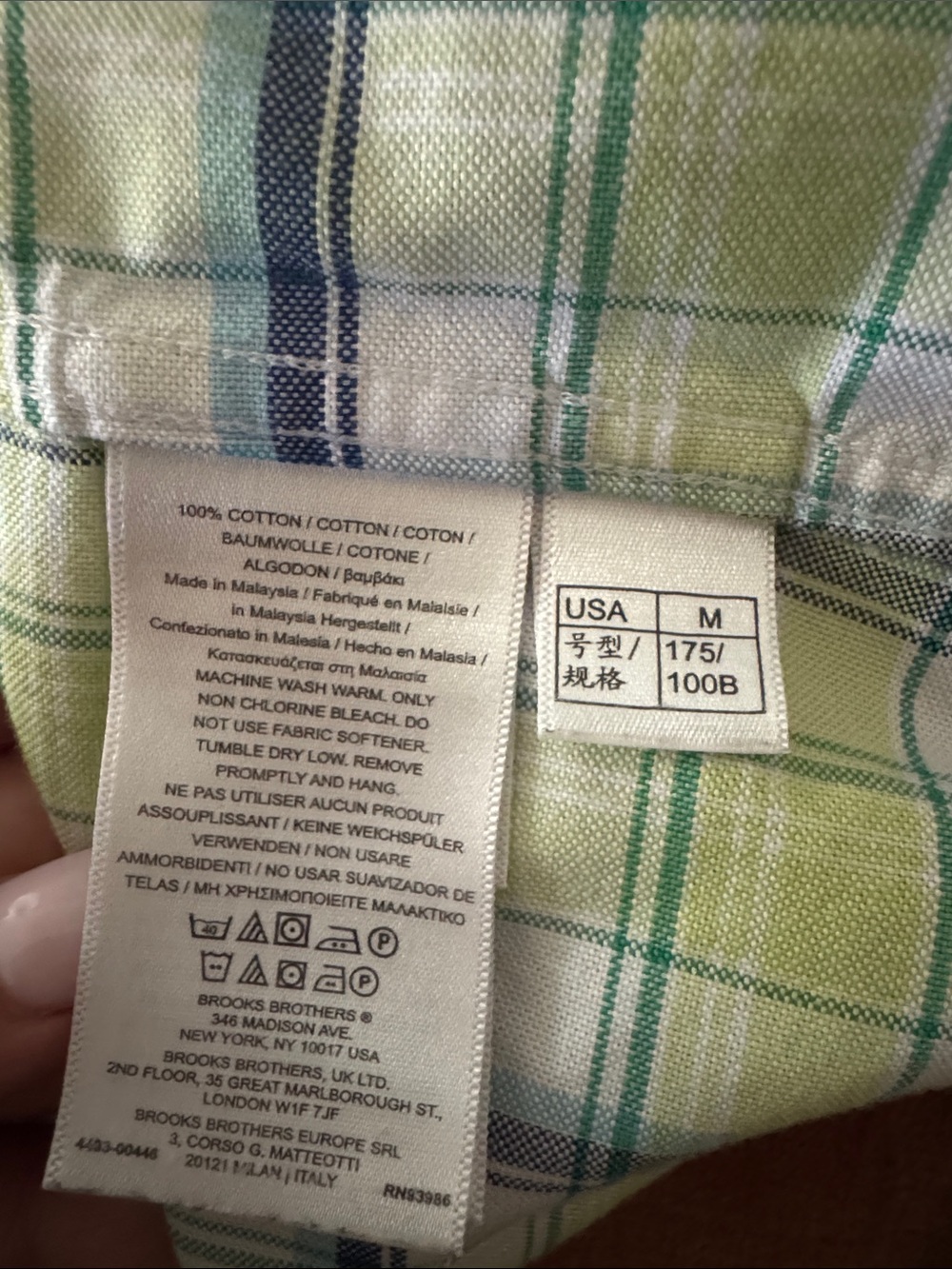 Brooks Brothers Regent Plaid Button-Down Shirt in Yellow & Navy Size M - Picture 4 of 5